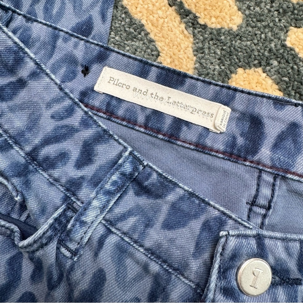Pilcro and the Letterpress Blue Animal Print Skinny Jeans - Picture 4 of 9